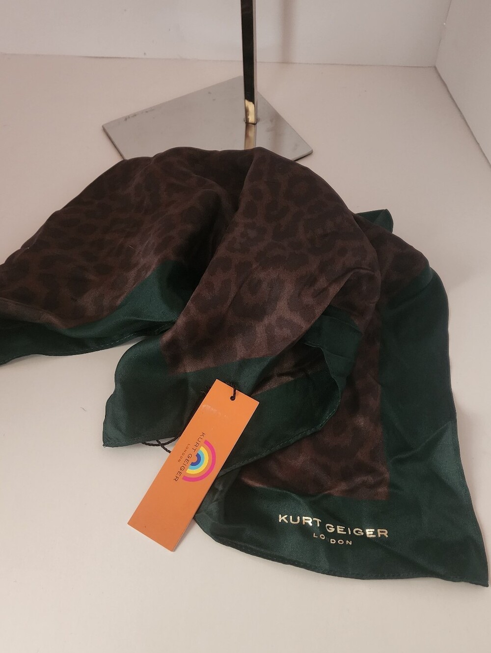 NWT Kurt Geiger Silk Scarf / Twilly Leapord Print